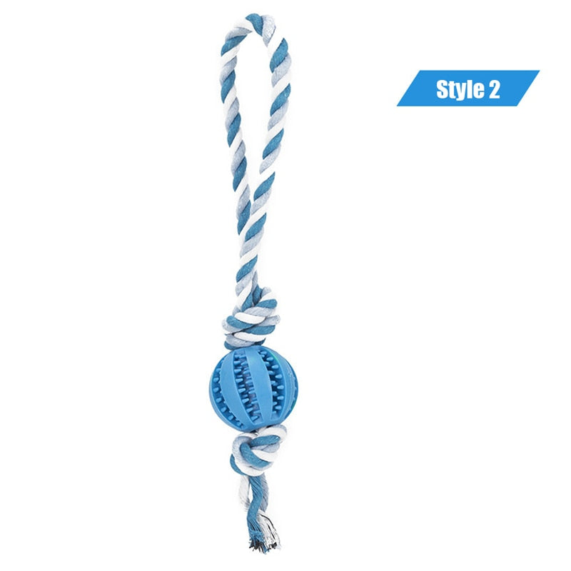 Dog Toys Treat Balls Interactive Hemp Rope Rubber Leaking Balls