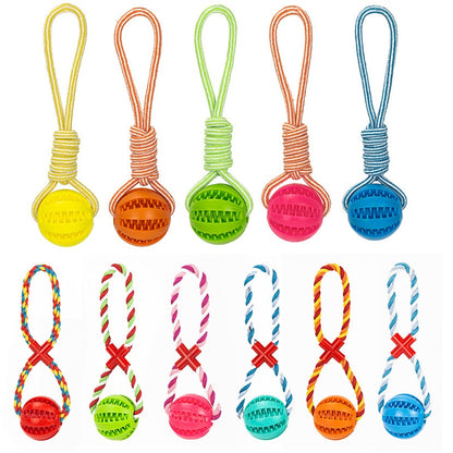 Dog Toys Treat Balls Interactive Hemp Rope Rubber Leaking Balls