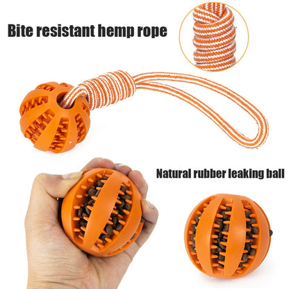 Dog Toys Treat Balls Interactive Hemp Rope Rubber Leaking Balls