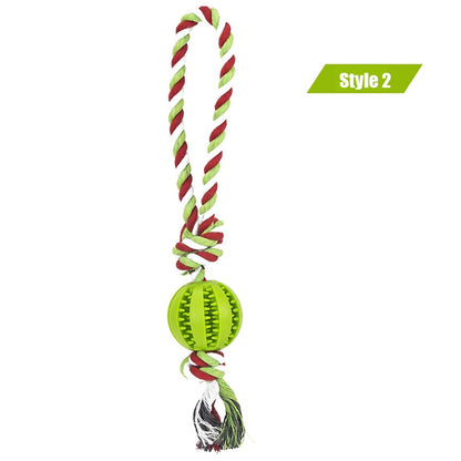 Dog Toys Treat Balls Interactive Hemp Rope Rubber Leaking Balls