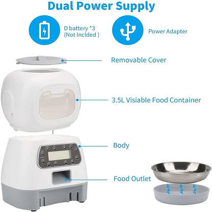 3.5L Automatic Pet Feeder WiFi APP Smart Timed Dosing Feeder