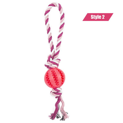 Dog Toys Treat Balls Interactive Hemp Rope Rubber Leaking Balls