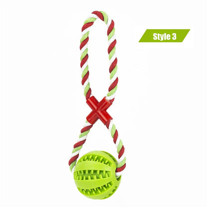 Dog Toys Treat Balls Interactive Hemp Rope Rubber Leaking Balls