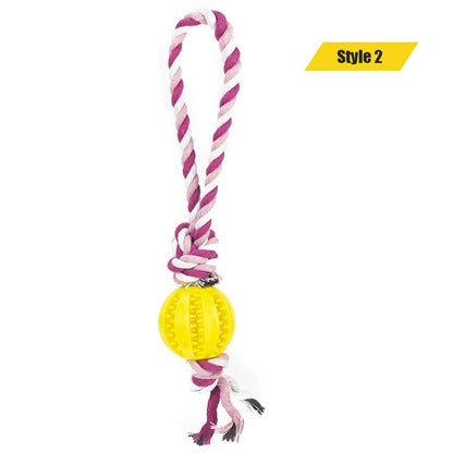 Dog Toys Treat Balls Interactive Hemp Rope Rubber Leaking Balls