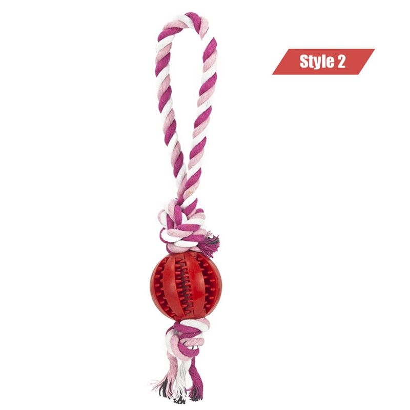 Dog Toys Treat Balls Interactive Hemp Rope Rubber Leaking Balls