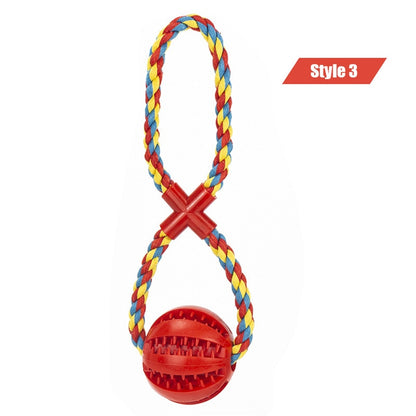 Dog Toys Treat Balls Interactive Hemp Rope Rubber Leaking Balls