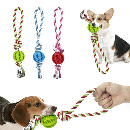 Dog Toys Treat Balls Interactive Hemp Rope Rubber Leaking Balls