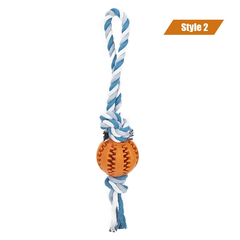 Dog Toys Treat Balls Interactive Hemp Rope Rubber Leaking Balls