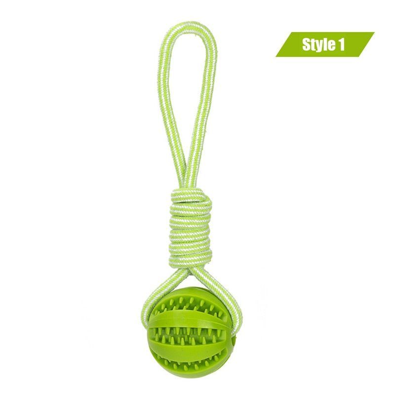 Dog Toys Treat Balls Interactive Hemp Rope Rubber Leaking Balls