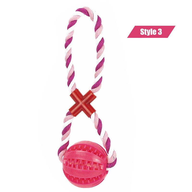 Dog Toys Treat Balls Interactive Hemp Rope Rubber Leaking Balls