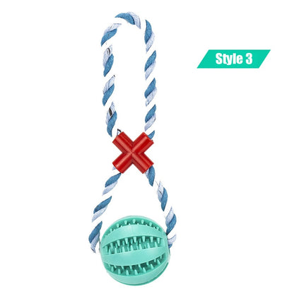 Dog Toys Treat Balls Interactive Hemp Rope Rubber Leaking Balls