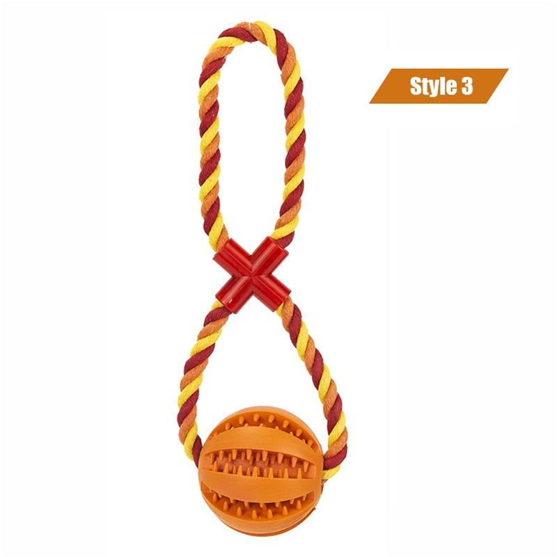 Dog Toys Treat Balls Interactive Hemp Rope Rubber Leaking Balls