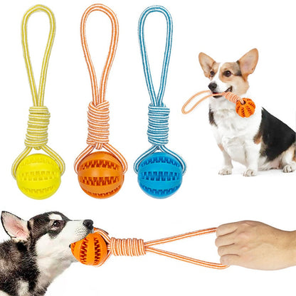 Dog Toys Treat Balls Interactive Hemp Rope Rubber Leaking Balls