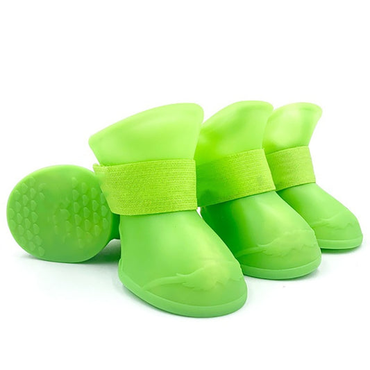 4Pcs Pet WaterProof Rainshoe Anti-slip Rubber Boot